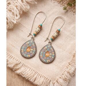 Boho Teardrop Enamel Earrings | Multicolor | New